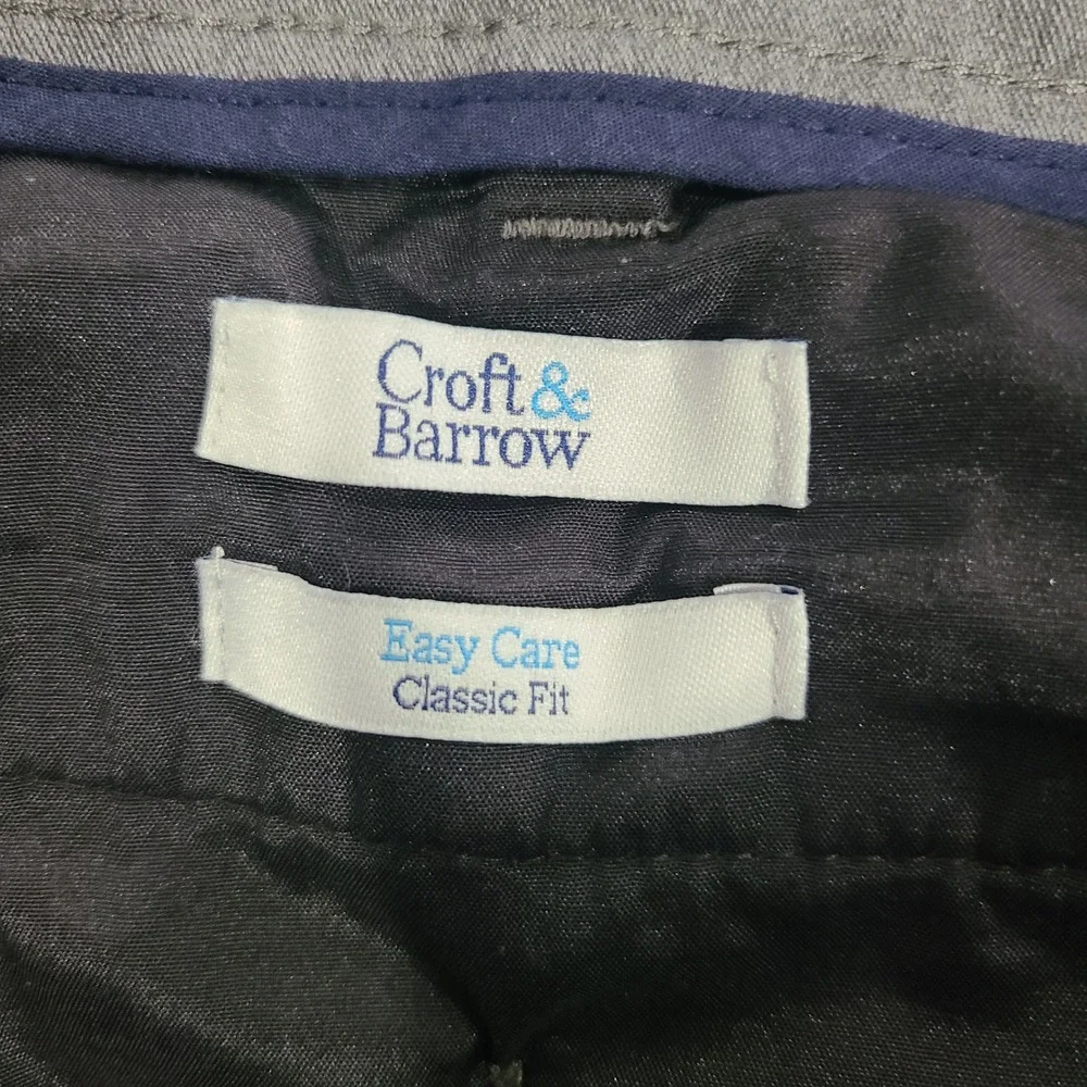 Croft & Barrow Mens 40x31 Grey Easy Care Classic Fit Flat Front Chino Pants